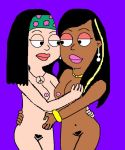  american_dad black_hair breast_grab breasts crossover dark-skinned_female hayley_smith nipples nude pink_nipples pussy roberta_tubbs the_cleveland_show yuri 