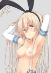  1girl 1girl 1girl anchor_hair_ornament blonde breasts elbow_gloves eyebrows_visible_through_hair gloves grey_background hair_between_eyes hair_ornament high_resolution kantai_collection long_hair looking_at_viewer medium_breasts nipples nude shimakaze_(kantai_collection) simple_background tokito_yu very_high_resolution white_gloves 