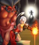  1boy 1girl areola ass breasts buttjob clothed_female_nude_male cum demon divinity:_original_sin ejaculation hanging_breasts large_penis leandra looking_back nipples one_breast_out penis sudkampsin uncensored white_hair 