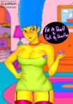  breasts hand_on_hip marge_simpson minidress stockings the_simpsons thighs 