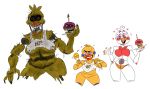 3_girls cupcake_(fnaf) five_nights_at_freddy&#039;s funtime_chica multiple_versions nightmare_chica non-mammal_breasts rockstar_chica