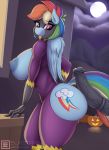 1girl 2018 animal_genitalia animal_penis anthro blue_breasts breasts burstfire buttjob clothing cutie_mark digital_media_(artwork) disembodied_penis duo equine equine_penis friendship_is_magic full_moon furry hair halloween high_res holidays hotdogging huge_breasts male male/female mammal medial_ring moon multicolored_mane my_little_pony pegasus penis rainbow_dash solo_focus tongue tongue_out vein wings