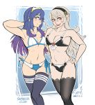  2girls alluring big_breasts corrin corrin_(fire_emblem) crossover female_corrin fire_emblem fire_emblem:_kakusei fire_emblem_awakening fire_emblem_fates fire_emblem_if looking_at_viewer lucina my_unit my_unit_(fire_emblem_if) samanator_club small_breasts underwear 