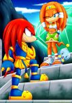  bbmbbf blush feet knuckles_the_echidna mobius_unleashed palcomix sega sonic_(series) sonic_the_hedgehog_(series) tikal_the_echidna wink 