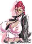  bash bash-inc belt between_breasts big_breasts braid breasts capcom cleavage crimson_viper crimson_viper_(cosplay) dark_skin earrings erect_nipples huge_breasts jacket jewelry leather lipstick makeup midriff muscle necktie nipples open_clothes open_shirt pixiv_thumbnail red_hair resized shirt slut street_fighter street_fighter_iv sunglasses whore 