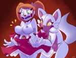  1girl animatronic anthro assisted_exposure big_breasts bow breasts canine circus_baby clothing dress duo five_nights_at_freddy&#039;s five_nights_at_freddy&#039;s:_sister_location fox funtime_foxy_(fnafsl) hair human jailbait_knight machine makeup mammal nipples open_mouth pussy red_nose robot sister_location surprised tied_hair twin_tails 