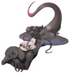  grin penis pokemon purple_eyes salandit salazzle scalie size_difference tagme tail white_background 