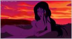  1girl aladdin_(series) alluring bare_legs breasts completely_nude_female disney nude princess_jasmine sunset sweat vylfgor 