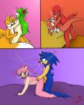 ambiguous_penetration amy_rose artist_name cosmo_the_seedrian from_behind furry heart knuckles_the_echidna medium_breasts miles_&quot;tails&quot;_prower multiple_tails on_bed sex sonamy sonic_(series) sonic_the_hedgehog sonic_the_hedgehog_(series) tail tailsmo tikal_the_echidna vaginal veemomo