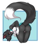  1_female 1_female_anthro 1_girl 1girl anthro anthro_only ass bent_over black_fur breasts clothed clothing exposed_breasts feline female female_anthro female_only furry hair hiddenwolf looking_at_viewer looking_back mammal nipples no_panties pussy smile solo standing tongue tongue_out upskirt white_fur 
