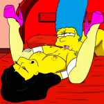  blue_hair breasts erect_nipples high_heels jessica_lovejoy lesbian_sex marge_simpson nipple_piercing orgasm_face pussylicking shaved_pussy spread_legs stockings the_simpsons thighs yellow_skin yuri 