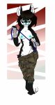 1girl anthro army chibi feline furry gremlinbabby half_clothed mammal military original original_character saber-toothed_cat trainer