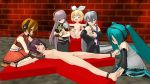  3d cell_shading mikumikudance multiple_girls nude restrained tickling 