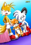  1boy 2girls archie_comics barby_koala bbmbbf female male marine_the_raccoon miles_&quot;tails&quot;_prower mobius_unleashed multiple_tails palcomix penis sega sonic_(series) sonic_the_hedgehog_(series) tail 