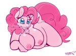  1girl 2017 anthro anthrofied areola belly big_breasts blue_eyes breasts earth_pony equine friendship_is_magic furry hair horse mammal my_little_pony nipples overweight overweight_female pink_hair pinkie_pie pony simple_background skoon white_background 