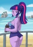  1_girl 1girl ass beach binoculars brother-tico equestria_girls eyebrows_visible_through_hair female female_only friendship_is_magic long_hair looking_at_viewer mostly_nude my_little_pony one-piece_swimsuit outdoor outside ponytail solo standing swimsuit twilight_sparkle twilight_sparkle_(mlp) 