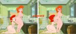  2girls anilingus bathroom big_ass blush crossover cunnilingus dexter&#039;s_laboratory dexter&#039;s_mom from_behind full-face_blush hands_on_ass licking linda_flynn-fletcher looking_at_another looking_at_each_other looking_down looking_up multiple_girls nude phineas_and_ferb pussylicking pyramid_(artist) rimjob sex yuri 