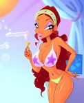 1girl bra breasts female female_only layla layla_(winx_club) long_hair looking_at_viewer mostly_nude panties solo_female standing underwear winx_club zfive