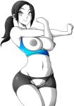 breasts_out breasts_out_of_clothes breasts_outside outstretched_arm png smile stretching super_smash_bros. transparent_background wii_fit wii_fit_trainer witchking00