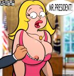  america american_dad assisted_exposure barack_obama big_breasts breasts forced francine_smith mcpartyworld milf nipple undressing 
