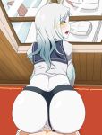  1_boy 1_girl 1boy 1girl ass bent_over blush cum cum_in_pussy cum_inside eyebrows_visible_through_hair female human kantai_collection looking_at_viewer looking_back male male/female male_human panties panties_aside partially_clothed penis_in_pussy sex ta-class_battleship taken_from_behind vaginal vaginal_penetration vaginal_sex window 