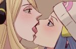 2girls age_difference beanie blonde_hair blue_eyes blue_hair blush close-up creatures_(company) cynthia_(pokemon) dawn_(pokemon) duo eye_contact face face-to-face female female/female female_human female_only french_kiss game_freak grey_eyes hair hair_ornament hair_over_one_eye half-closed_eyes hat hikari_(pokemon) huge_breasts human human/human human_only humans_of_pokemon kiss kissing lips long_hair looking_at_another mouth multiple_girls nakaba nintendo open_mouth pokemon pokemon_(anime) pokemon_(game) pokemon_black_2_&amp;_white_2 pokemon_black_and_white pokemon_bw pokemon_bw2 pokemon_diamond_pearl_&amp;_platinum pokemon_dppt portrait shirona_(pokemon) tongue tongue_out tongue_suck yuri