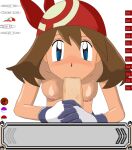  blush fellatio game haruka_(pokemon) may may_(pokemon) may_day_fun nude oral pokemon pokemon_(anime) porkyman 