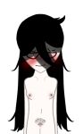 :} aged_up atsune_(creature_crew) atsune_(oc) black_hair blush completely_nude creature_crew female_only looking_at_viewer original_character pale-skinned_female pussy_hair self_upload small_breasts