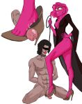  clothed_female_nude_male cum feet footjob high_heels leash leash_and_collar leash_pull lore_olympus penis persephone_(lore_olympus) sadism shoejob stepped_on stepping_on_penis submissive_male 