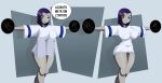 1girl absurd_res big_breasts bottomless breasts dc_comics female_only grey_skin hi_res high_res highres purple_hair raven_(dc) shirt solo_female sonson-sensei t-shirt teen_titans thin_waist tight_clothing wide_hips