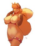 1girl 2016 anthro bell big_breasts breasts canine christmas cookie fluffy_tail food fox fur furry hair harness holidays huge_breasts looking_at_viewer mammal naturally_censored nipple_tuft nude orange_fur slightly_chubby smile starfighter tuft white_fur woadedfox