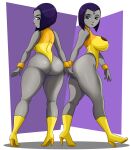  1girl ass big_ass big_breasts boots clothed_female comic_book_character dat_ass dc_comics female_focus female_only high_res lady_legasus purple_hair rachel_roth raven_(dc) short_hair sideboob solo_female solo_focus sonson-sensei standing superheroine tagme teen_titans teen_titans_go thick_thighs thighs tight_clothing wide_hips 
