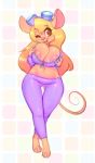  1girl 2017 anthro areola big_breasts breasts chip_&#039;n_dale_rescue_rangers cleavage clothed clothing disney erect_nipples female female_only furry gadget_hackwrench mammal mouse nipples nitro rodent smile solo 