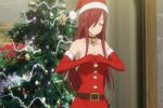 1girl anime ass bell bell_collar big_breasts black_legwear black_thighhighs bra breasts christmas christmas_outfit collar elbow_gloves erza_scarlet extremely_large_filesize fairy_tail female_focus gloves happy_sex indoors large_filesize light-skinned long_hair male nude panties red_gloves red_hair red_hat red_headwear red_outfit santa_costume sidelocks smile solo_focus standing stockings tattoo underwear undressing white_bra white_panties