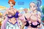 2_girls big_breasts breasts female_only greengiant2012 nami nefertari_vivi nipples one_piece torn_clothes
