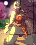  1girl 1girl anthro avian big_breasts bird blush breasts chica_(fnaf) chicken chinese_clothing chinese_dress cleavage clothed clothing dress five_nights_at_freddy&#039;s furry keyhole_turtleneck non-mammal_breasts panties presenting pussy pussy_juice spunkubus sweater underwear video_games year_of_the_rooster 