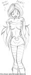 breasts clothed clothes_lift exposed_breasts monochrome vkyrie w.i.t.c.h. will_vandom wings