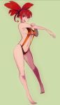  alluring ass asuna_(pokemon) big_breasts bikini breasts deviantart feet flannery gym_leader large_breasts pokemon pokemon_rse red_eyes red_hair stretching swimsuit 