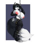 1girl 1girl 2020 anthro ass big_ass big_breasts big_tail black_body black_fur black_hair breast_grab breasts canid canine clothing ear_piercing footwear fox fur furry goth hair hand_on_breast high_heels high_res krystal lipstick looking_at_viewer makeup mammal multicolored_body multicolored_fur multicolored_tail nintendo nipple_piercing nipples piercing pole shoes star_fox suirano video_games white_body white_fur 