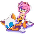  2017 2girls amy_rose bat big_breasts blush breast_press breasts doggy_position domination female female_only femdom femsub footwear from_behind gloves hecticarts hedgehog large_breasts nude rouge_the_bat sega sonic_(series) strap-on vaginal_penetration video_games wings yuri 