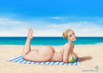  ar018 ass beach beach_blanket big_ass big_breasts bikini blanket breasts green_bikini hentai-foundry on_stomach tumblr 