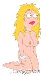 1_female 1_human 1girl american_dad big_breasts blonde_hair breasts female female_human female_only francine_smith gp375 hair hairless_pussy human human_only kneel kneeling long_hair makeup necklace nipples nude on_knees pussy solo solo_female