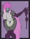 1girl anthro bent_forward bra breasts canine clothed clothing facial_markings furry looking_at_viewer mammal markings nipples one_eye_closed original original_character rt001 simple_background slightly_chubby smile standing thigh_gap topless underwear undressing wide_hips