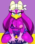  1girl 1girl anthro areola avian big_breasts bikini bird breasts cleavage clothed clothing cloudz dreamcastzx1 erect_nipples exposed furry huge_breasts looking_at_viewer nipples one_breast_out sega smile sonic_riders swallow_(bird) swimsuit wave_the_swallow 