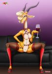  bbmbbf fur34 gazelle gazelle_(zootopia) outfit palcomix tongue wine_glass zootopia 