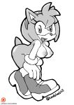  1girl amy_rose animal_ears big_breasts breasts coolblue cute furry gloves looking_at_viewer nipples short_hair smile sonic_(series) tail 