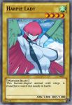 1girl avian big_breasts blue_skin breasts feathered_wings feathers green_eyes hair harpie_lady harpy hentai huge_breasts humanoid konami looking_at_viewer monster_girl_(genre) not_furry pointy_ears red_hair solo space_jin video_games wings yu-gi-oh! 