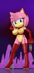  1girl amy_rose animal_ears big_breasts breasts furry green_eyes looking_at_viewer nipples pink_hair pussy short_hair sonic_(series) tail 