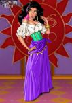  blouse cartoonreality cleavage clothed disney esmeralda green_eyes gypsy skirt the_hunchback_of_notre_dame 