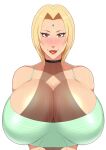  1girl 1girl bare_shoulders bbw big_breasts big_breasts big_breasts blonde_hair blush boruto:_naruto_next_generations brown_eyes cleavage collar crop_top female_focus female_only forehead_jewel forehead_mark front_view grin huge_breasts light-skinned_female light_skin lips lipstick looking_at_viewer makeup mature mature_female milf naruto naruto_(classic) naruto_(series) naruto_shippuden nose_blush oppai pinup red_lips red_lipstick shounen_jump smile solo_female solo_focus sweat sweatdrop sweaty tsunade tubetop voluptuous yellow_hair zxcv 
